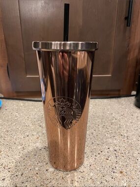 Starbucks Copper-Tone Stainless Steel Tumbler with Black Straw